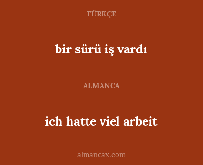 bir sürü iş vardı - ich hatte viel arbeit