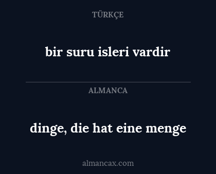 bir suru isleri vardir - dinge, die hat eine menge