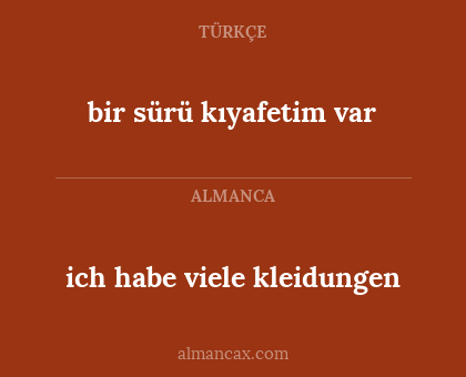 ich habe viele kleidungen - bir sürü kıyafetim var