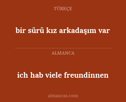ich hab viele freundinnen - bir sürü kız arkadaşım var