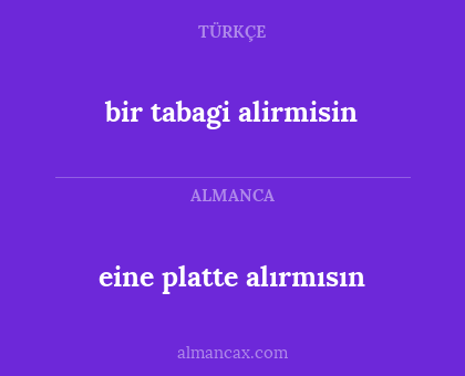 bir tabagi alirmisin - eine platte alırmısın