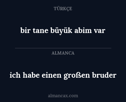 ich habe einen großen bruder - bir tane büyük abim var