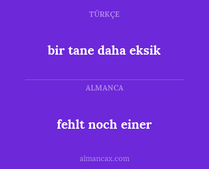 bir tane daha eksik - fehlt noch einer