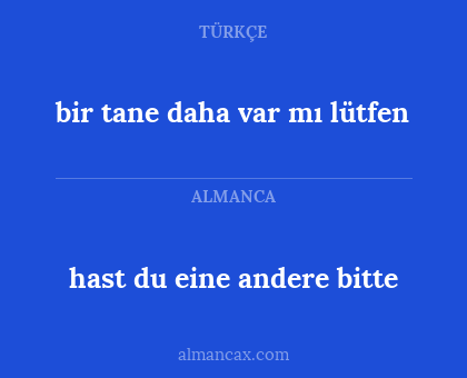 hast du eine andere bitte - bir tane daha var mı lütfen