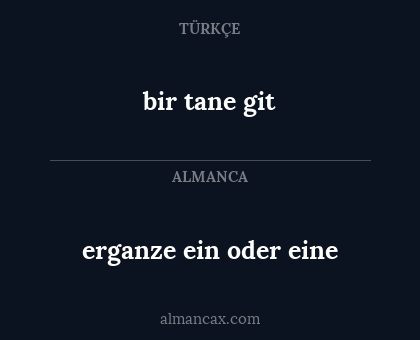 bir tane git - erganze ein oder eine