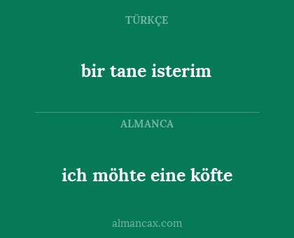 bir tane isterim - ich möhte eine köfte