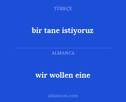 wir wollen eine - bir tane istiyoruz