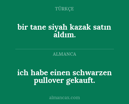 bir tane siyah kazak satın aldım. - ich habe einen schwarzen pullover gekauft.