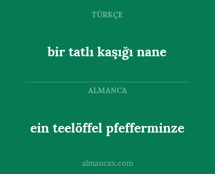 bir tatlı kaşığı nane - ein teelöffel pfefferminze