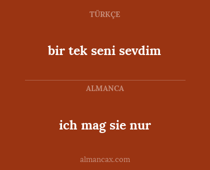 bir tek seni sevdim - ich mag sie nur