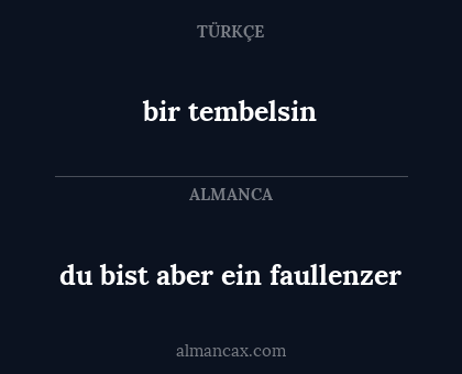 bir tembelsin - du bist aber ein faullenzer