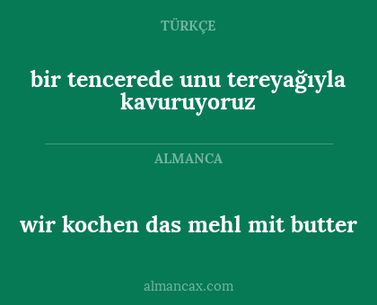 wir kochen das mehl mit butter - bir tencerede unu tereyağıyla kavuruyoruz