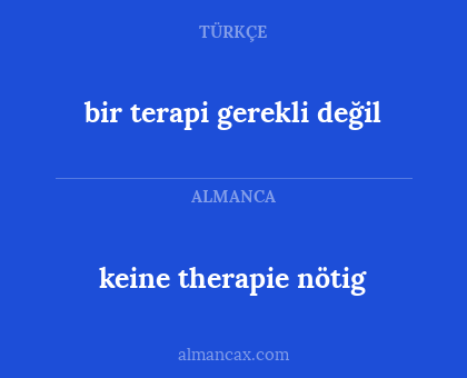 keine therapie nötig - bir terapi gerekli değil