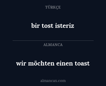 bir tost isteriz - wir möchten einen toast