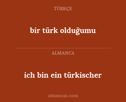 bir türk olduğumu - ich bin ein türkischer