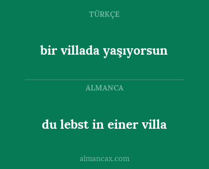 du lebst in einer villa - bir villada yaşıyorsun