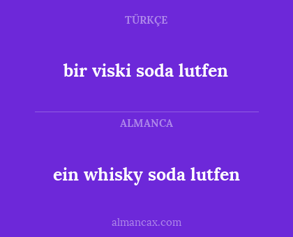 bir viski soda lutfen - ein whisky soda lutfen