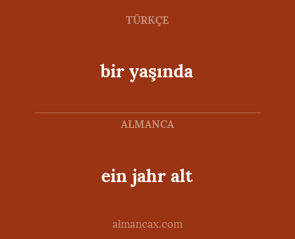 bir yaşında - ein jahr alt