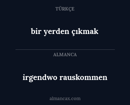 irgendwo rauskommen - bir yerden çıkmak