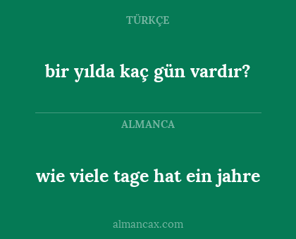 wie viele tage hat ein jahre - bir yılda kaç gün vardır?