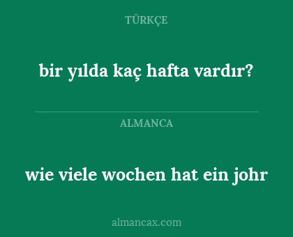 bir yılda kaç hafta vardır? - wie viele wochen hat ein johr