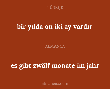 es gibt zwölf monate im jahr - bir yılda on iki ay vardır