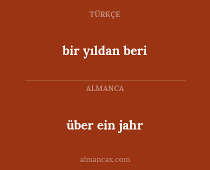 über ein jahr - bir yıldan beri