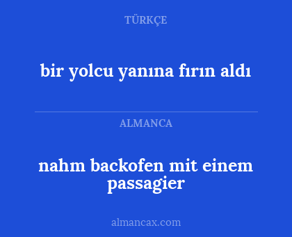 bir yolcu yanına fırın aldı - nahm backofen mit einem passagier