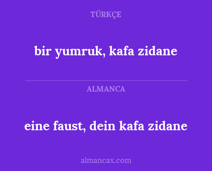 bir yumruk, kafa zidane - eine faust, dein kafa zidane