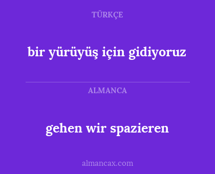 gehen wir spazieren - bir yürüyüş için gidiyoruz