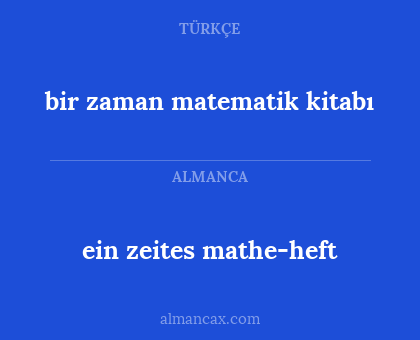 ein zeites mathe-heft - bir zaman matematik kitabı