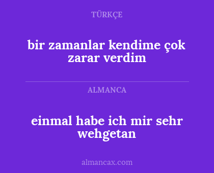 einmal habe ich mir sehr wehgetan - bir zamanlar kendime çok zarar verdim