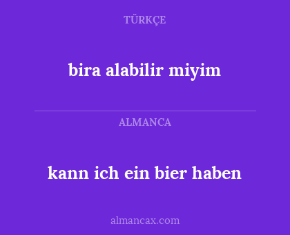 kann ich ein bier haben - bira alabilir miyim