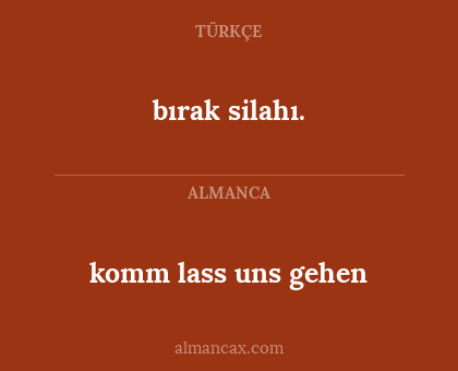 komm lass uns gehen - bırak silahı.