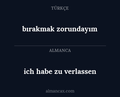 ich habe zu verlassen - bırakmak zorundayım