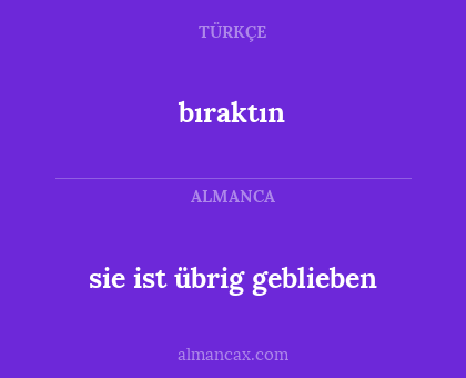bıraktın - sie ist übrig geblieben