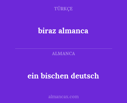 ein bischen deutsch - biraz almanca