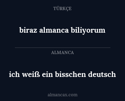 ich weiß ein bisschen deutsch - biraz almanca biliyorum