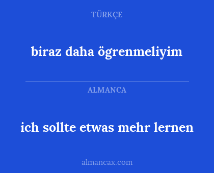 biraz daha ögrenmeliyim - ich sollte etwas mehr lernen