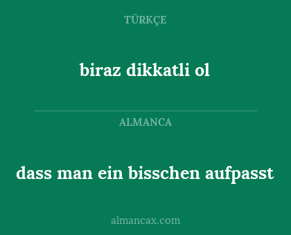 biraz dikkatli ol - dass man ein bisschen aufpasst
