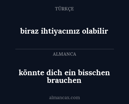 könnte dich ein bisschen brauchen - biraz ihtiyacınız olabilir