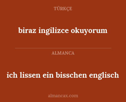 biraz ingilizce okuyorum - ich lissen ein bisschen englisch