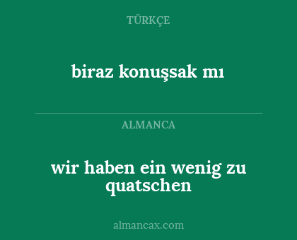 wir haben ein wenig zu quatschen - biraz konuşsak mı