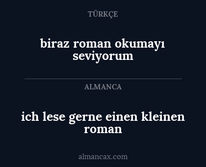 ich lese gerne einen kleinen roman - biraz roman okumayı seviyorum