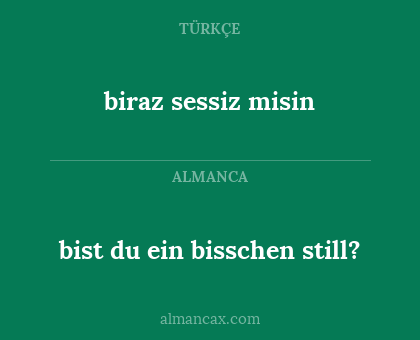 bist du ein bisschen still? - biraz sessiz misin