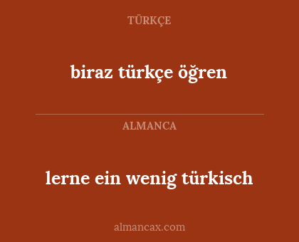 biraz türkçe öğren - lerne ein wenig türkisch