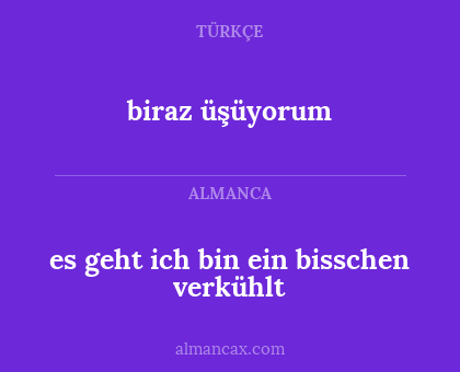 es geht ich bin ein bisschen verkühlt - biraz üşüyorum