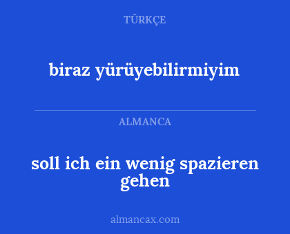 soll ich ein wenig spazieren gehen - biraz yürüyebilirmiyim