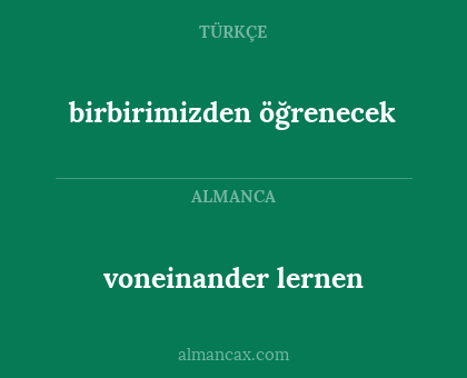 birbirimizden öğrenecek - voneinander lernen