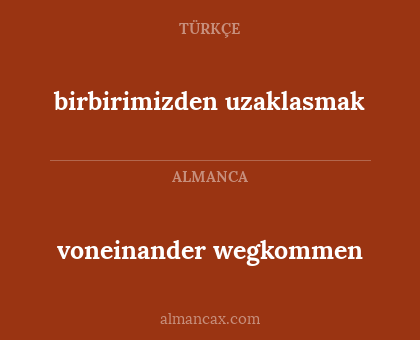birbirimizden uzaklasmak - voneinander wegkommen